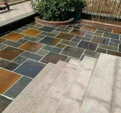 China Jiujiang rusty slate natural slate tile paving outdoor garden tiles